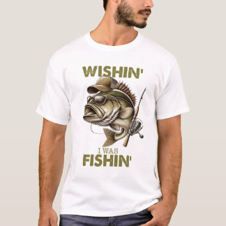 Camiseta Wishin i was fishin shirt｜Fishing pole png｜Fishing