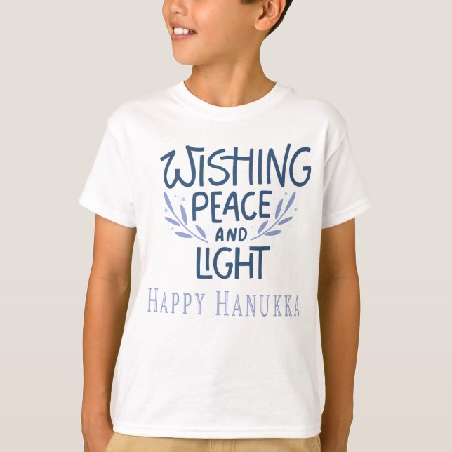Camiseta Wishing peace and light Happy Hanukkah (Frente)