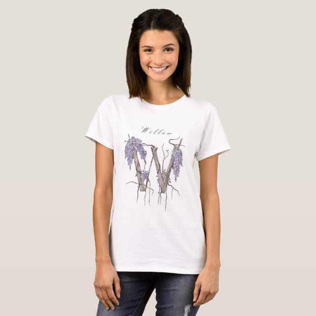 Camiseta Wisteria Monograma 'W' T-Shirt Personalizado (Frente Completa)
