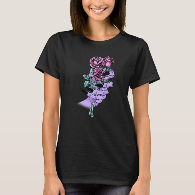 Camiseta Witch Hand Roses Pastel Goth Nu Goth Premium (Frente)