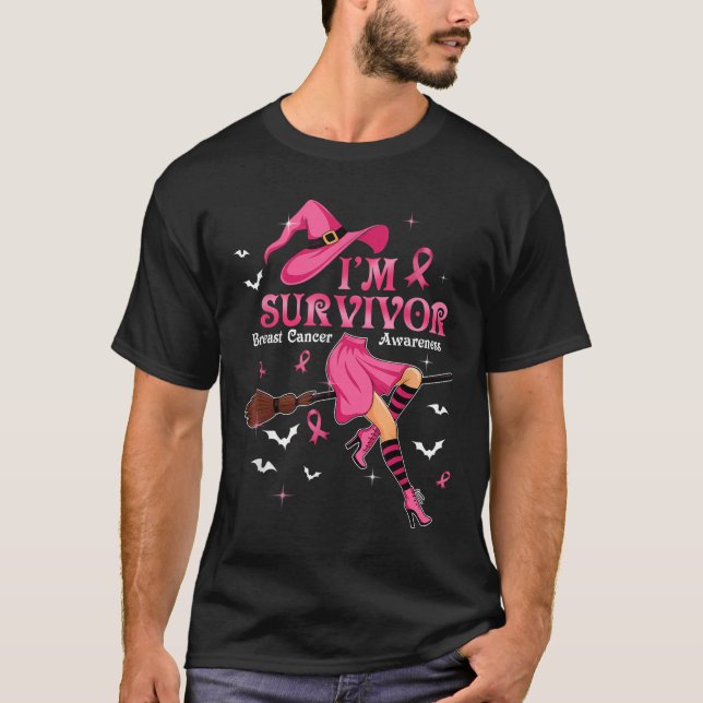 Camiseta Witch Im A Survivor Halloween Breast Cancer Awaren (Frente)