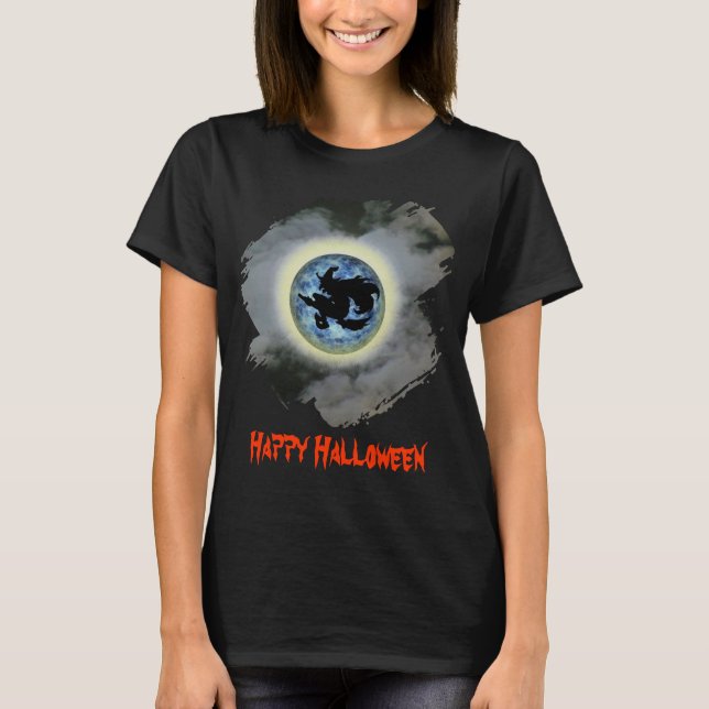Camiseta Witch On Full Moon Funny Halloween  (Frente)