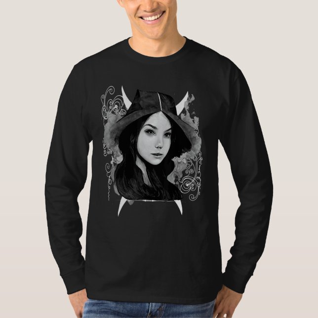 Camiseta Witch Portrait Demonic Wicca Woman Occult Tattoo (Frente)