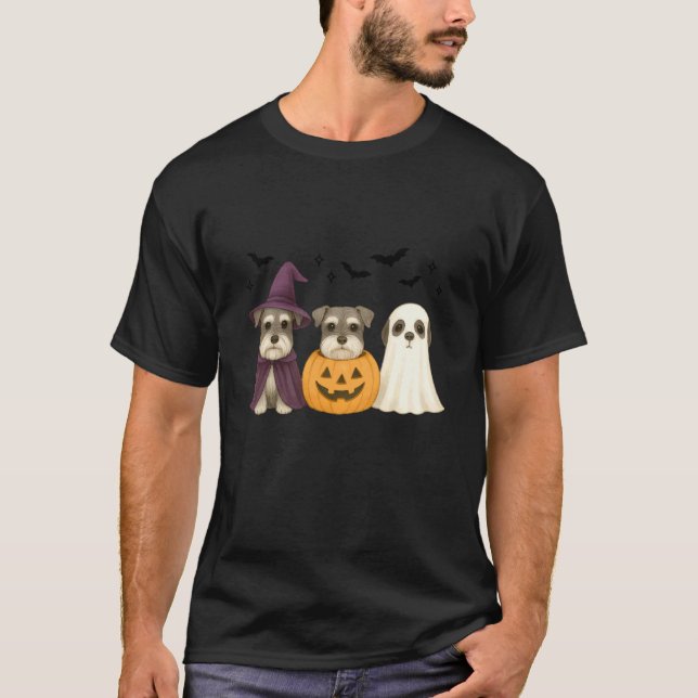 Camiseta Witch Schnauzer Halloween Schnauzer Dog Mom Dog Lo (Frente)