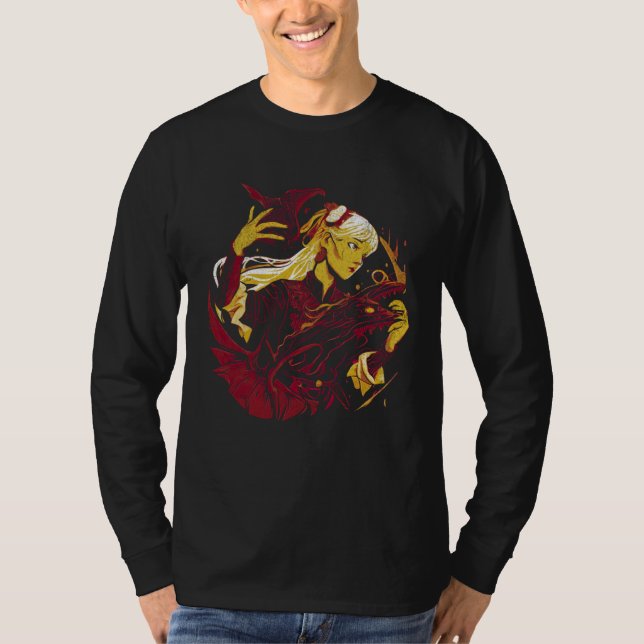 Camiseta Witch with a dragon Fantasy creature Wiccan Wicca  (Frente)