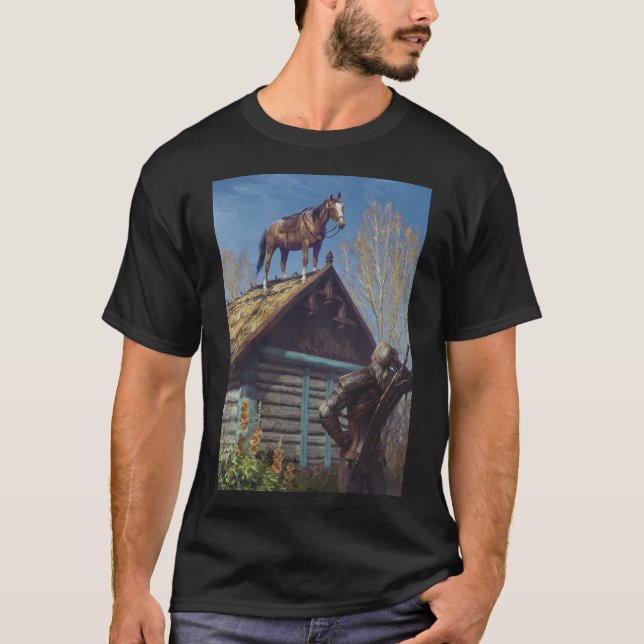 Camiseta Witcher 3 Roach Graphic, Roach na Poster do telhad (Frente)