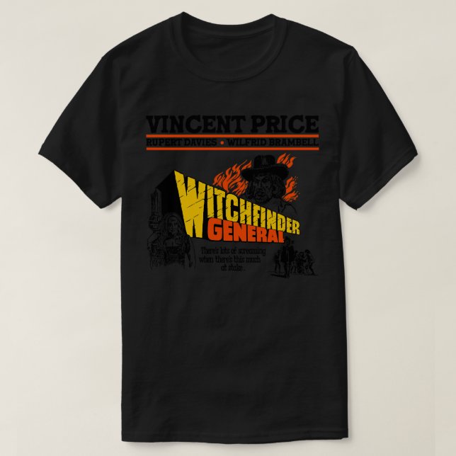 Camiseta Witchfinder General Vincent Price Folk Horror (Frente do Design)