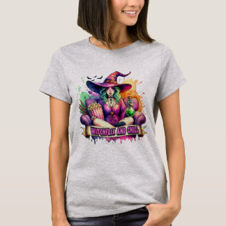 Camiseta "Witchflix and Chill – Fun Witch Design for Hallow