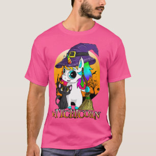 Camiseta Witchicorn Unicórnio Bruxa Halloween Gato Preto La