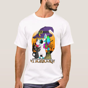 Camiseta Witchicorn Unicórnio Bruxa Halloween Gato Preto La