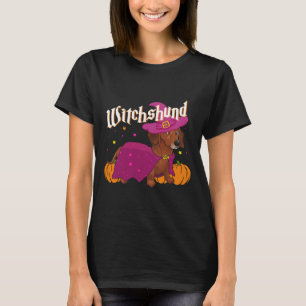 Camiseta Witchshund Dachshund Dog In Witch Hat Halloween Co