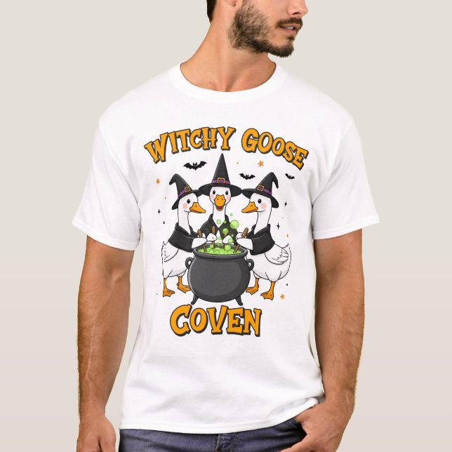 Camiseta Witchy Goose Coven Halloween Magic (Frente)
