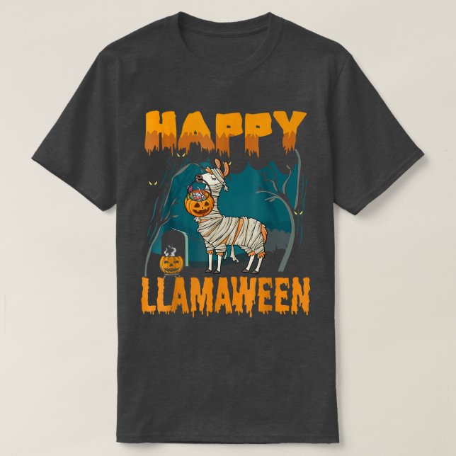 Camiseta Witchy Halloween Llama Happy Llamentre (Frente do Design)