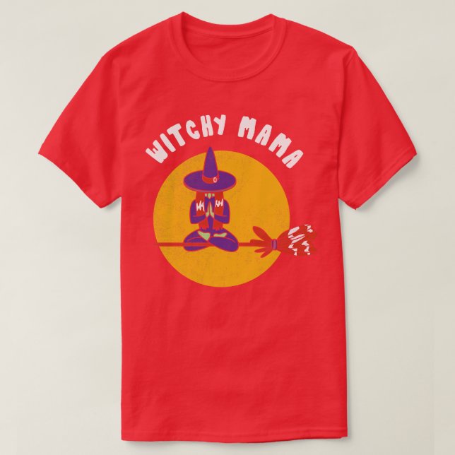 Camiseta Witchy Mama Funny Witeen Tshirt Scary Par (Frente do Design)