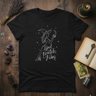 Camiseta Witchy Minimal — Bad Witch Vibes Modern Line Art