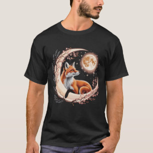 Camiseta Witchy Moon Cottagecore Aestética Floral Fox Graph