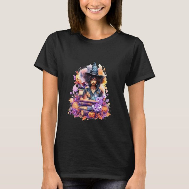 Camiseta Witchy Tales African American Lady Book Lover (Frente)