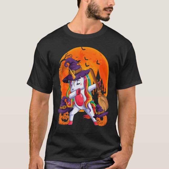 Camiseta Witchy Unicorn Halloween Cute Halloween Girls Wome (Frente)