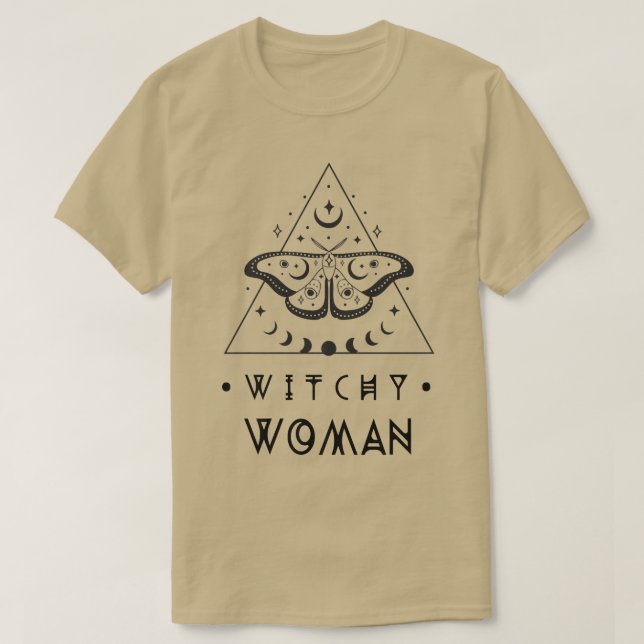 Camiseta Witchy Woman Witchy, Wiccan, Pagan Como acima tão  (Frente do Design)