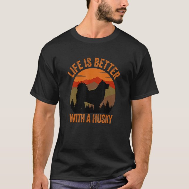 Camiseta With A Husky Country Vintage Dog (Frente)