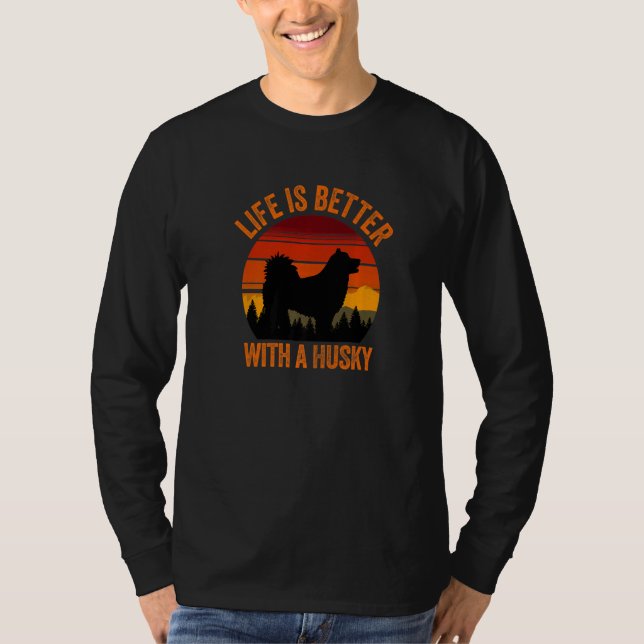 Camiseta With A Husky Vintage Distressed Dog (Frente)