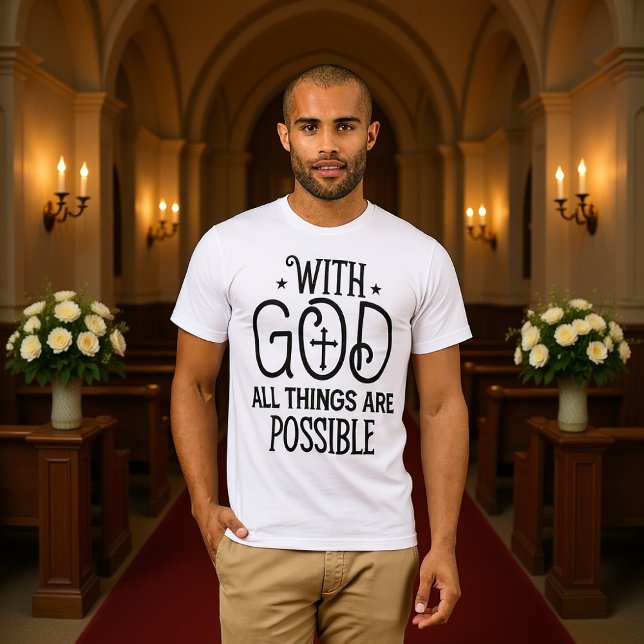 Camiseta With God All Things Possible Black Cross Tee  (Criador carregado)