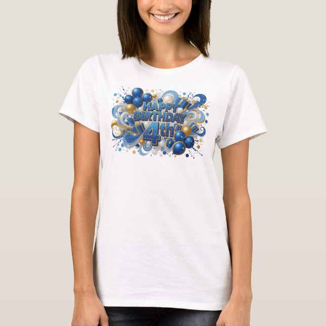 Camiseta Witty Blue HAPPY BIRTHDAY 4TH (Frente)