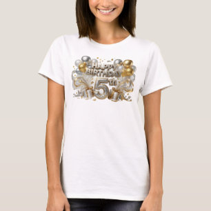 Camiseta Witty Orange FELIZ ANIVERSÁRIO 5º Arte de Texto 3D