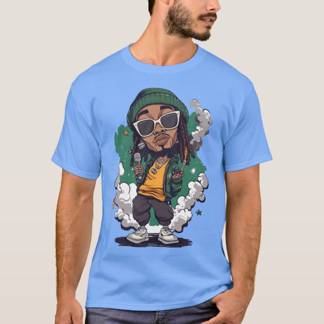 Camiseta Wiz Khalifa as Cartoon boy funny friend (Frente)