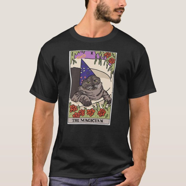 Camiseta Wizard Cat Tarot Card (Frente)