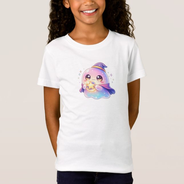 Camiseta Wizard Ghost – Kawaii Magic Star Spirit (Frente)