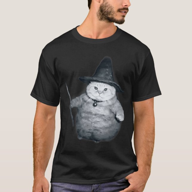 Camiseta Wizard Kitten Meme Chonk Witch Cat Meme Stud Brain (Frente)