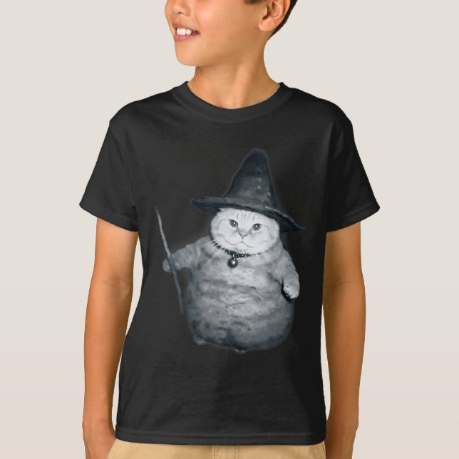 Camiseta Wizard Kitten Meme Chonk Witch Cat Meme Stud Brain (Frente)