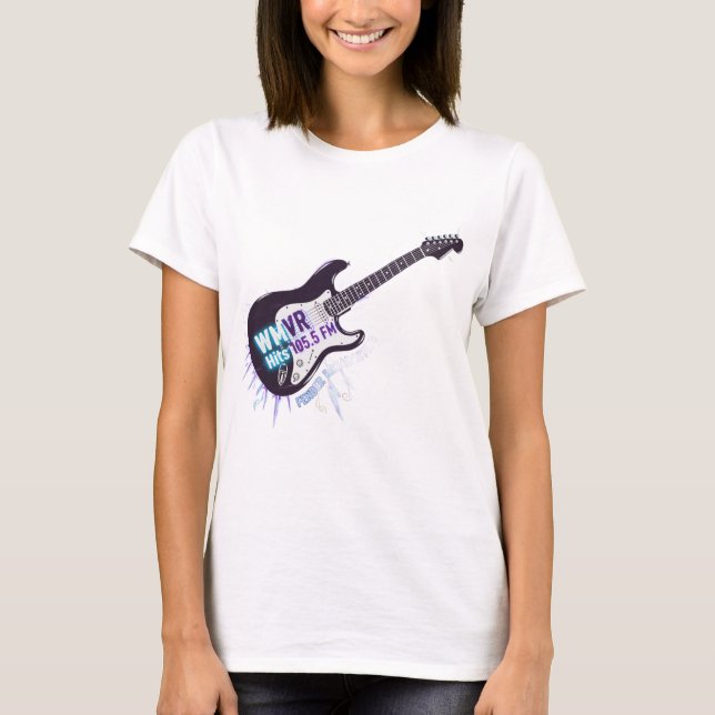 Camiseta WMVR 105.5 FM: Guitarra de Rock Elétrica (Frente)
