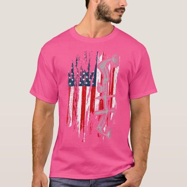 Camiseta Wo Bowhunting American Flag Deer Hunting Compound (Frente)
