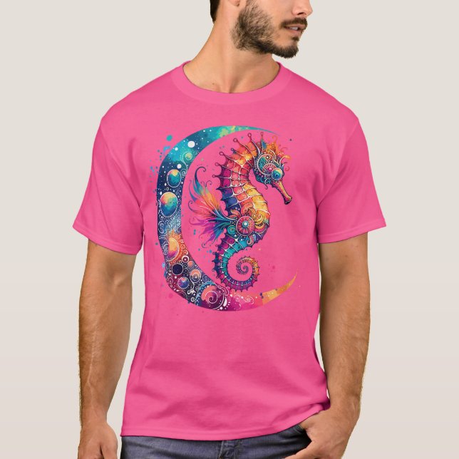 Camiseta Wo Cavalo-Marinho Celestial Cósmico Boho Lua (Frente)