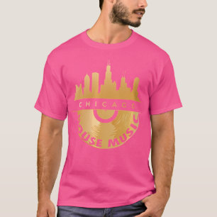 Camiseta Wo Chicago House Music Cityscape Vinyl Record Rave