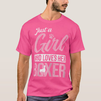 Camiseta Wo Girl que ama seu cachorro-boxer