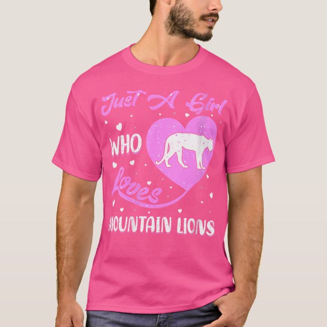 Camiseta Wo Heart Love Mountain Lion Apenas Uma Menina Que  (Frente)