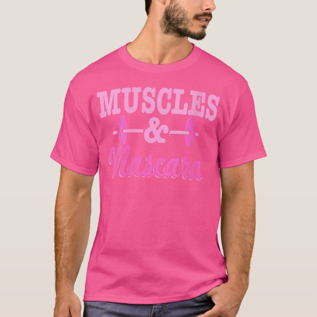 Camiseta Wo Muscles Mascara Pink Barbell (Frente)