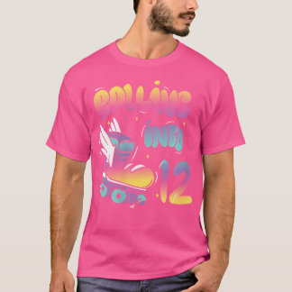 Camiseta Wo Rolling Into 12 Backprint Roller Skating Birthd
