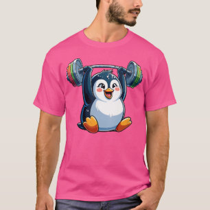 Camiseta Wo Strong Penguin Levantando Barbell Gym Inspiraçã