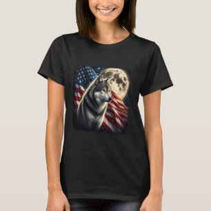 Camiseta Wolf 4 de julho American Flag Alpha Wolf Sob Mo
