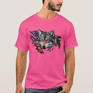 Camiseta Wolf American Flag Usa 4 De Julho Lobo Patriótico