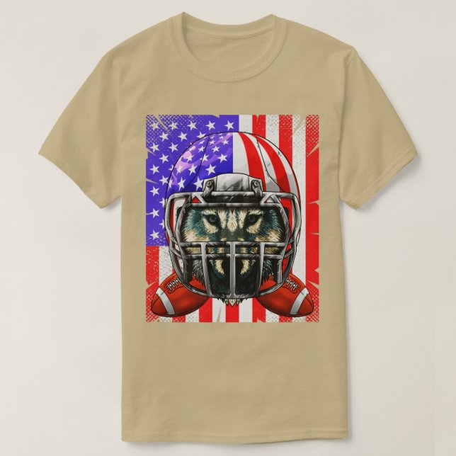 Camiseta Wolf American Football USA Flag Merica Animal Foot (Frente do Design)