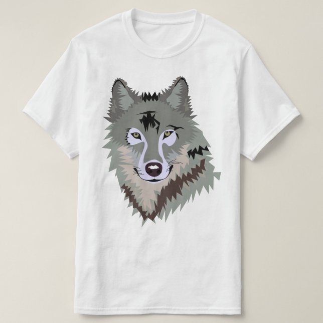 Camiseta Wolf Animal Happy cinza tee (Frente do Design)
