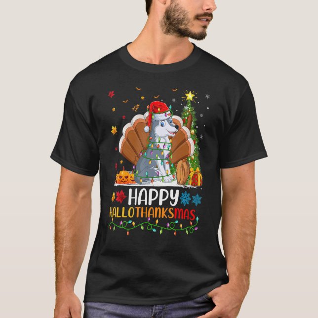 Camiseta Wolf Animal Happy Wolf Hellothanksmas (Frente)