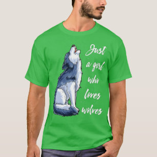 Camiseta Wolf Apenas Uma Garota Que Ama Lobos Mulheres Engr
