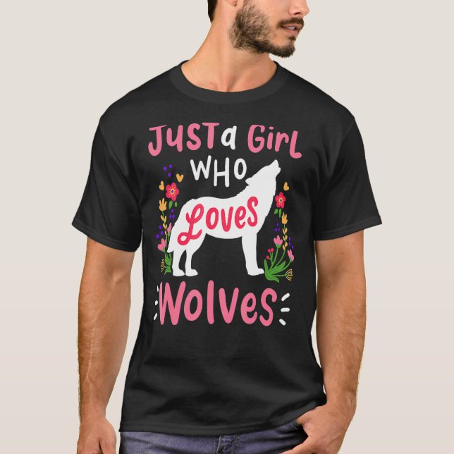 Camiseta Wolf Apenas Uma Rapariga Que Ama Lobos (Frente)