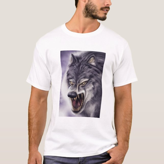 Camiseta Wolf Art - Besta Com Presas Tee, Modo Atacado Wolf (Frente)